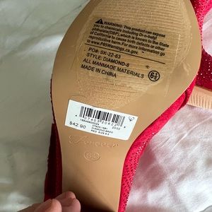 Red sparkle heel ankle booties